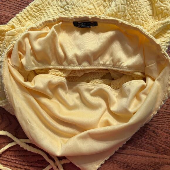 Wild Fable Yellow Halter Knee Length Dress with side slit built in bra Size M - Picture 6 of 10